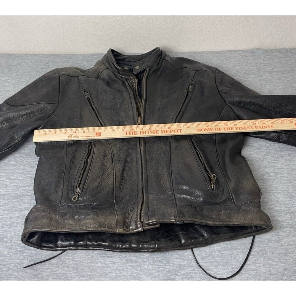 Unik Ultra Leather Motorcycle Jacket w/Liner Men's Size 44 L/XL Black Eagle Flag - Picture 14 of 15